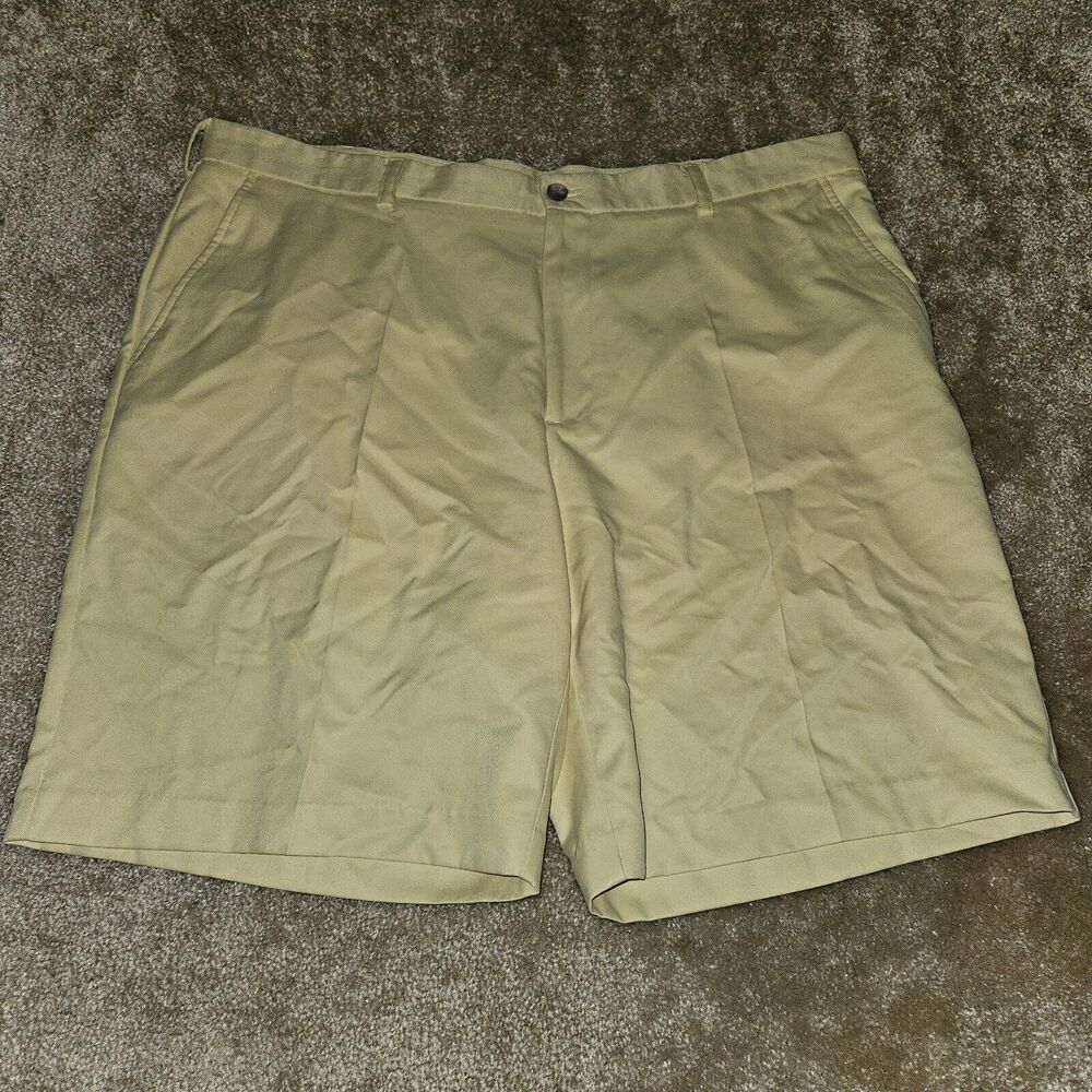 Lot Of 2 Izod Chino Shorts Men’s Size 42 Yellow Beige Flat Front Stretch Pockets